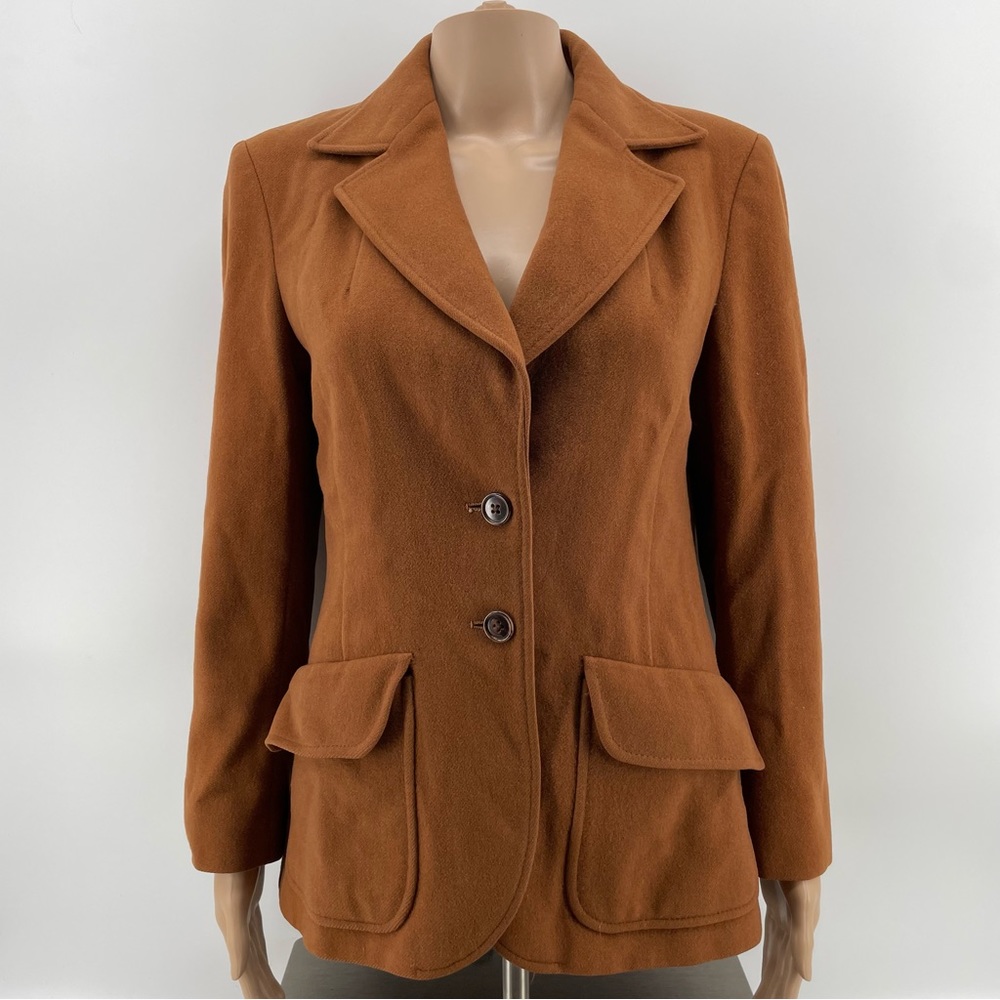 Rare Vintage Jaeger Blazer Jacket Tan Wool & Camel Hair Buttoned M